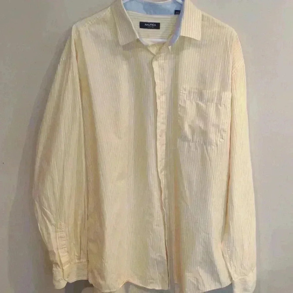 Men's Nautica yellow stripe button down - Picture 1 of 3